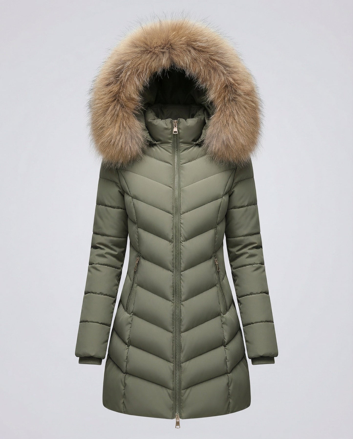 Down jacket women fur collar