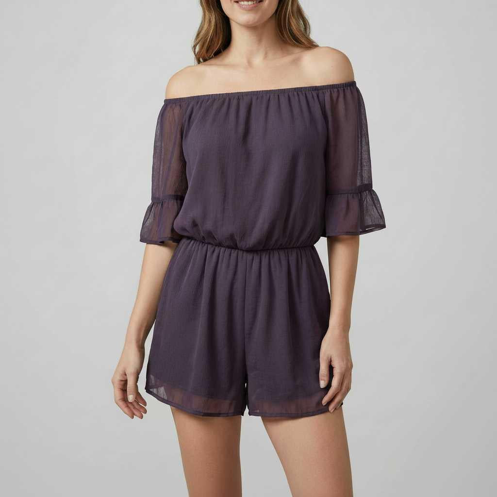Elegant Off-Shoulder Chiffon Jumpsuit | Women's Jumpsuit 1