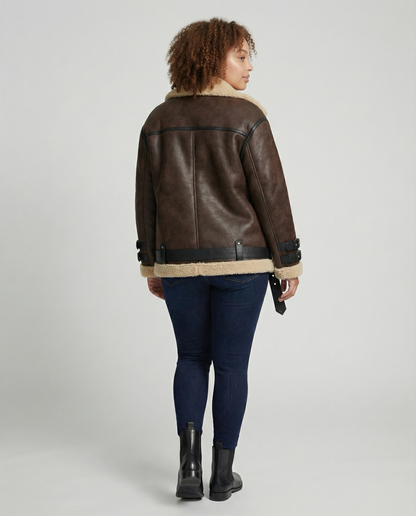 Elegant Lapel Faux Leather Jacket