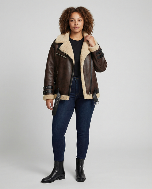 Elegant Lapel Faux Leather Jacket