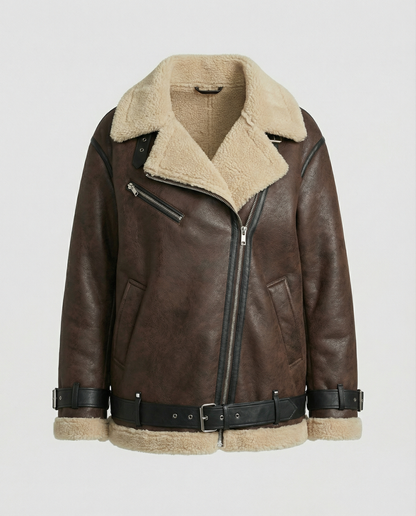 Elegant Lapel Faux Leather Jacket
