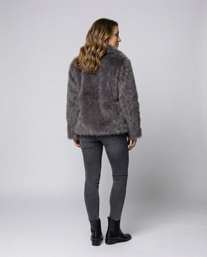 Faux-Fur Shawl Collar Jacket