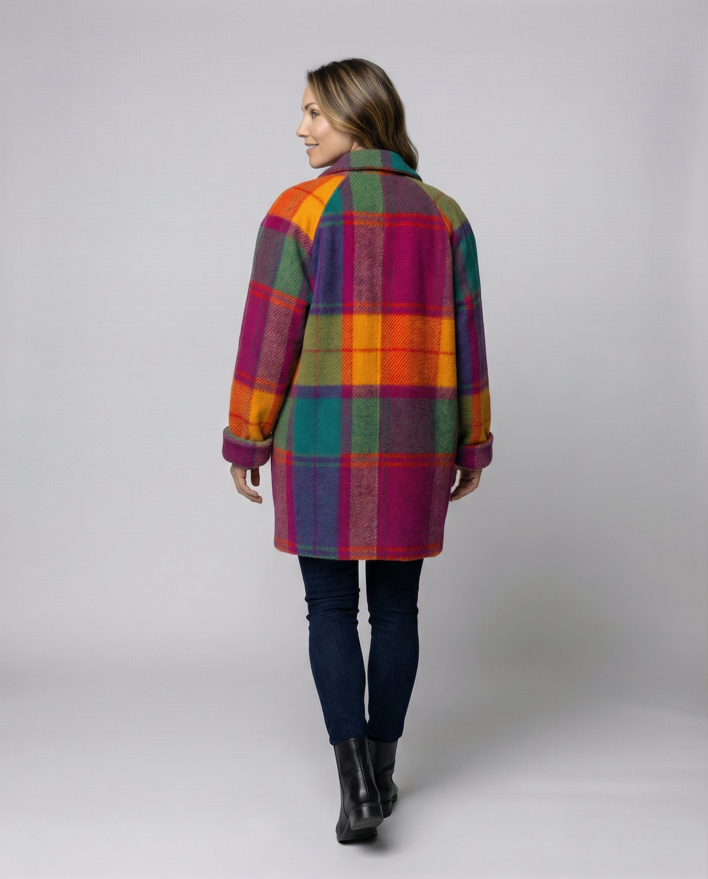 Oversized Check Pattern Women's Jacket