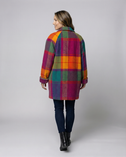 Oversized Check Pattern Women's Jacket