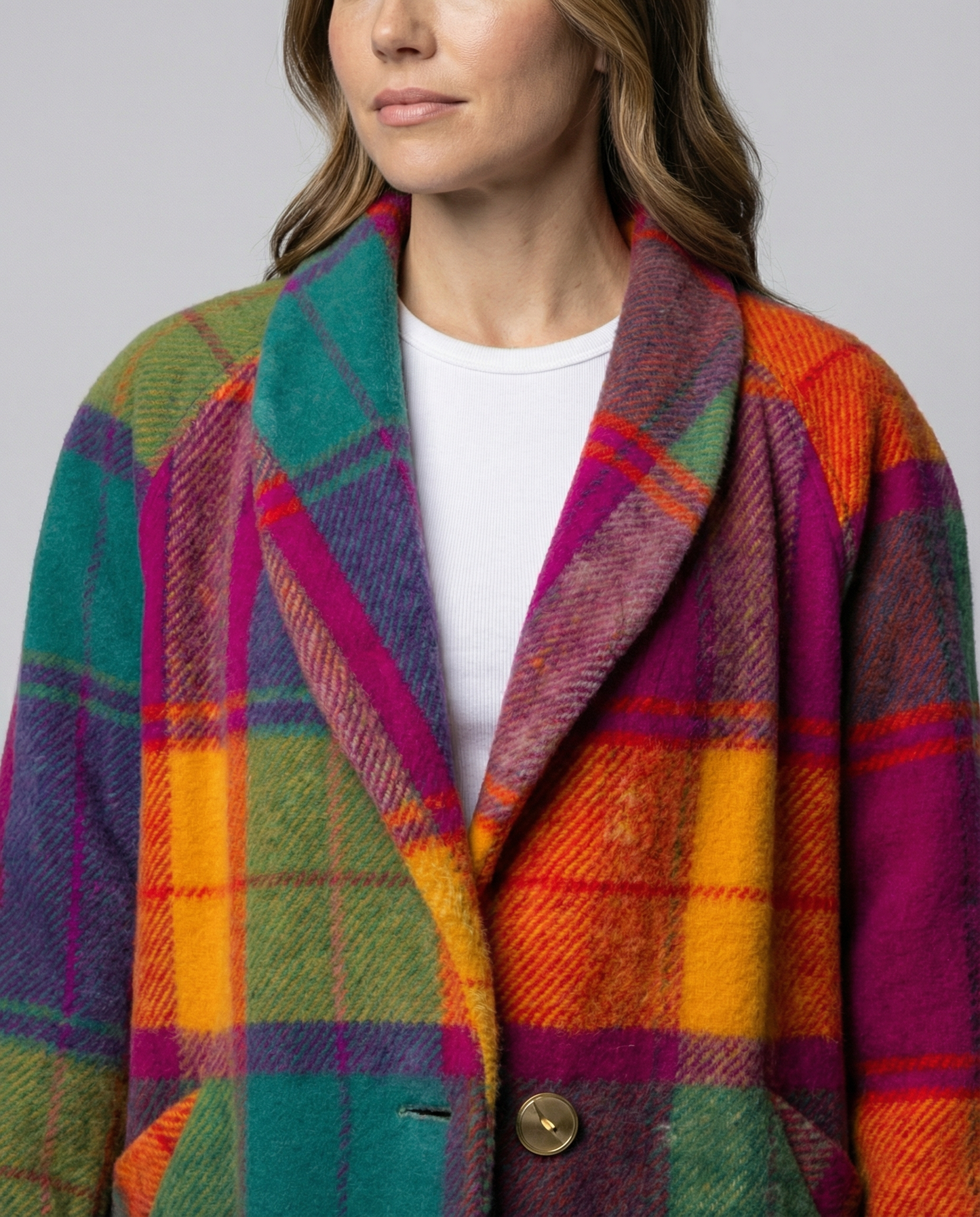 Oversized Check Pattern Women's Jacket