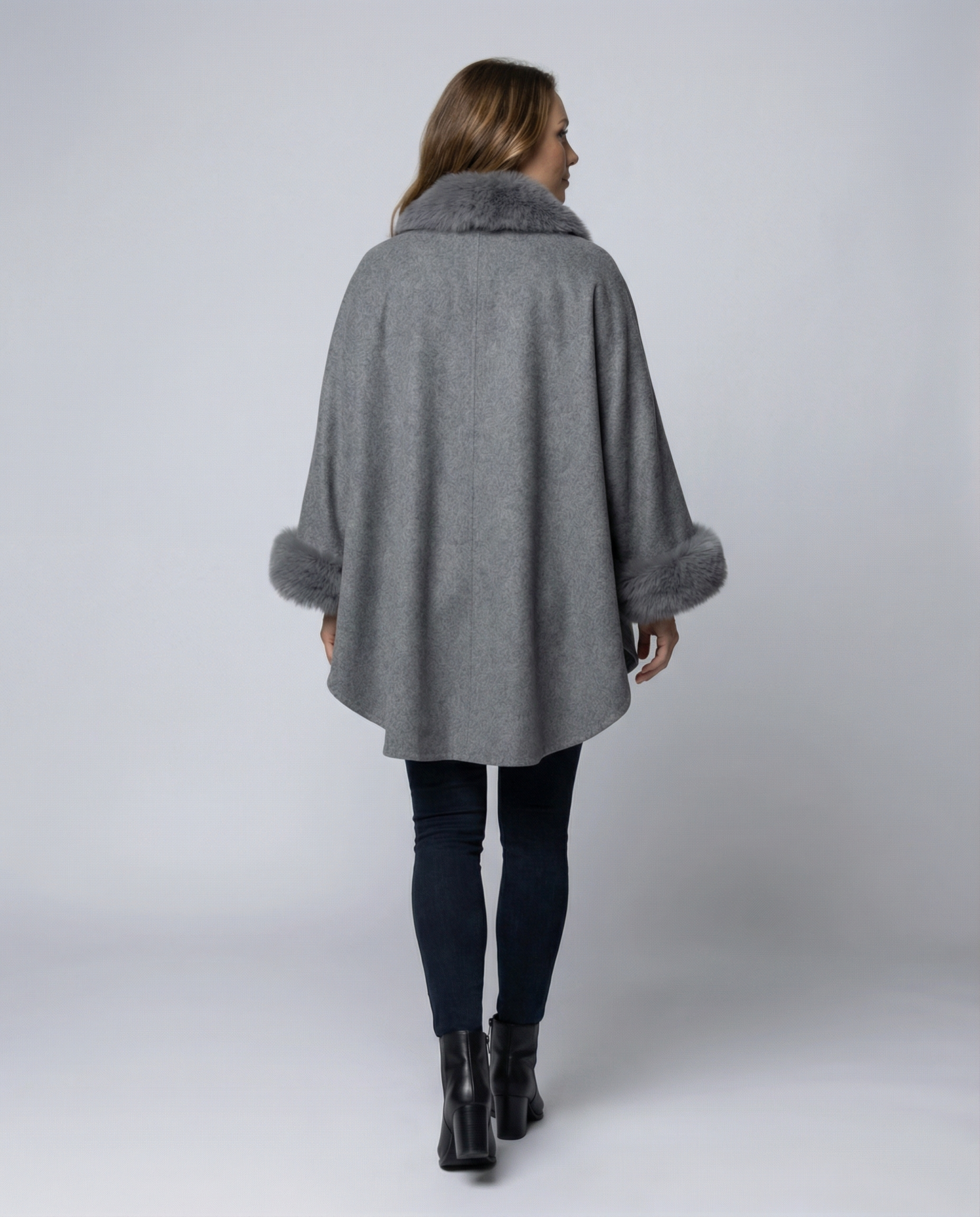 Women Cape Jacket Faux Fur