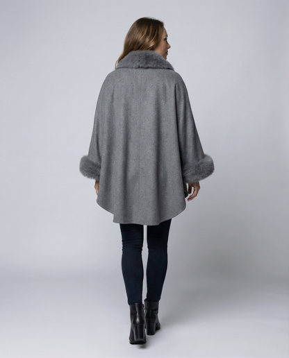 Women Cape Jacket Faux Fur