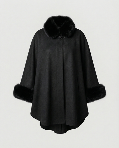 Women Cape Jacket Faux Fur
