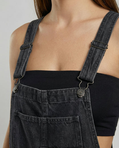 Denim Cross Back Overalls Women
