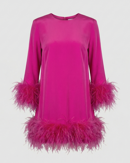 Asymmetrical Feather Mini Dress Women