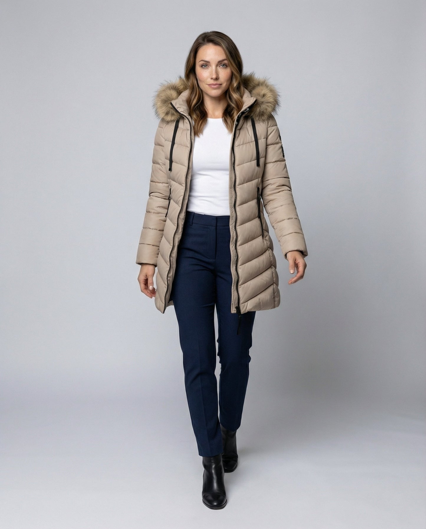 Down jacket women fur collar