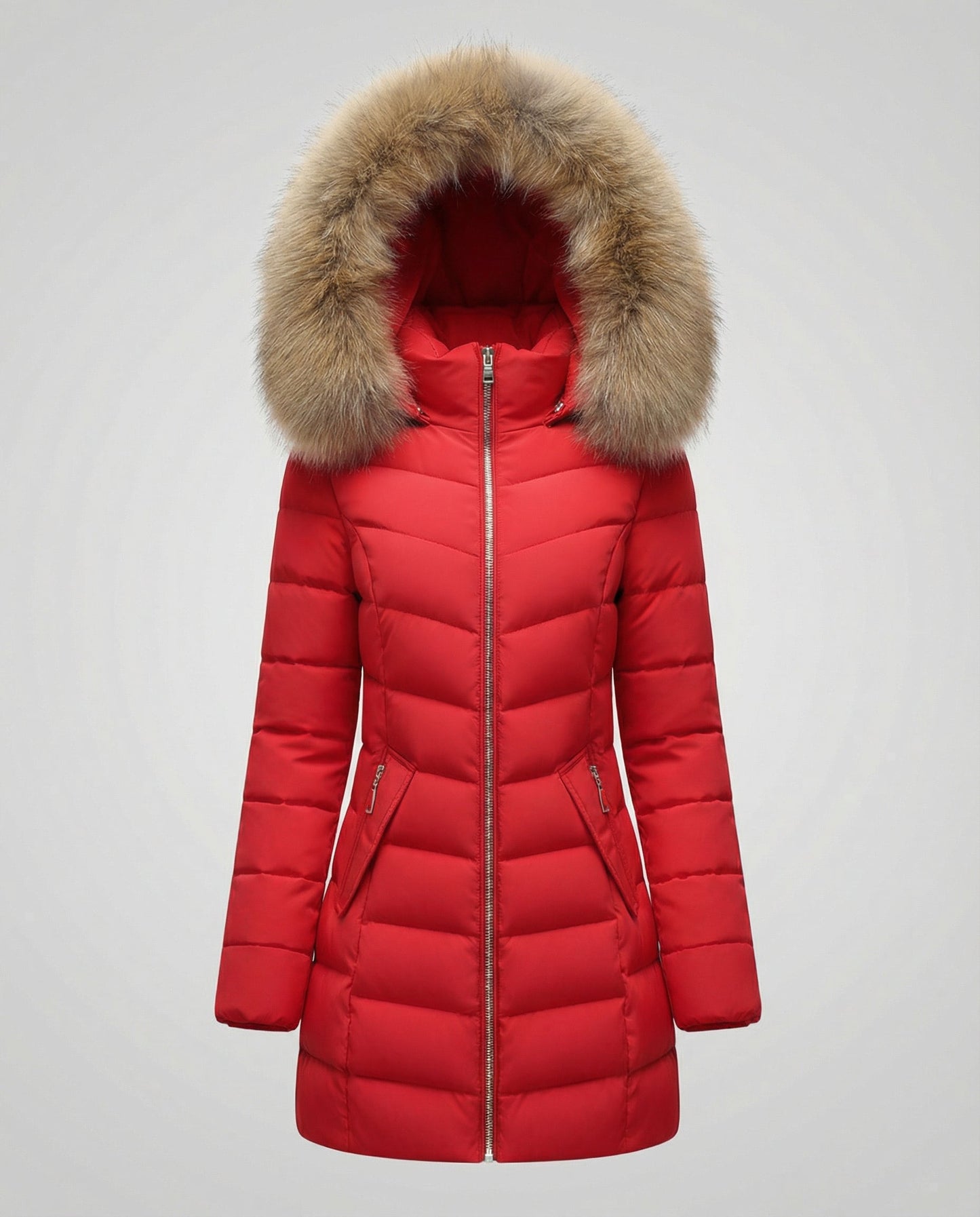 Down jacket women fur collar