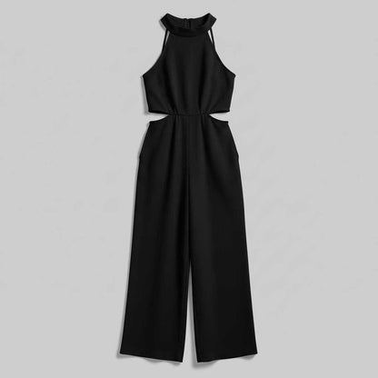 Chic Halter Neck Jumpsuit | Women's Elegant Wide Leg Outfit 4