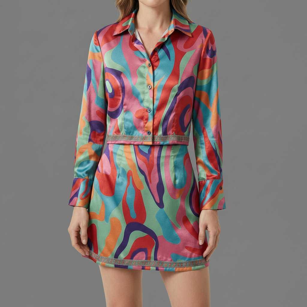 Chic Retro Blouse Set | Women's Outfit Mini Skirt 1
