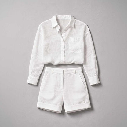 Chic Women's Set | Blouse & High-Waisted Shorts 0