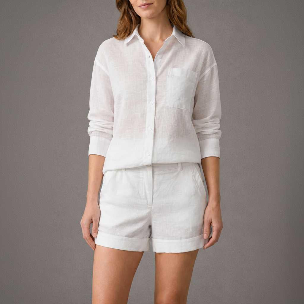 Chic Women's Set | Blouse & High-Waisted Shorts 1