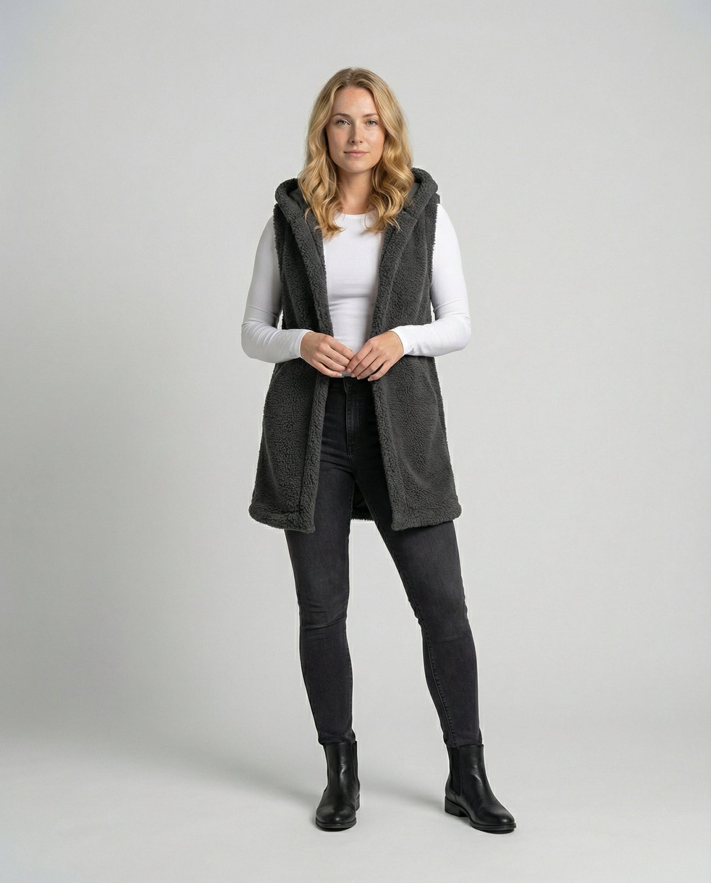 Cozy lambskin imitation vest women