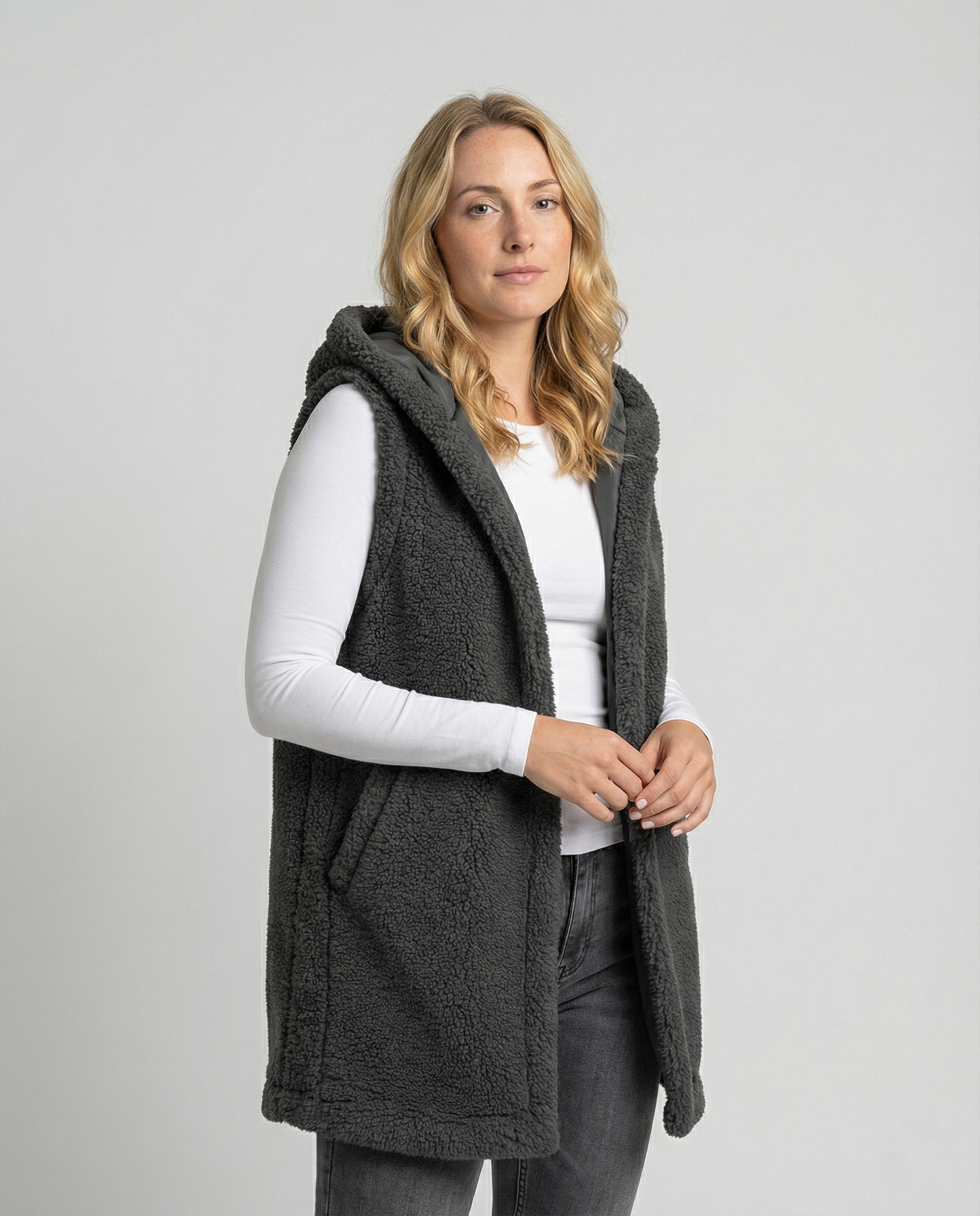 Cozy lambskin imitation vest women