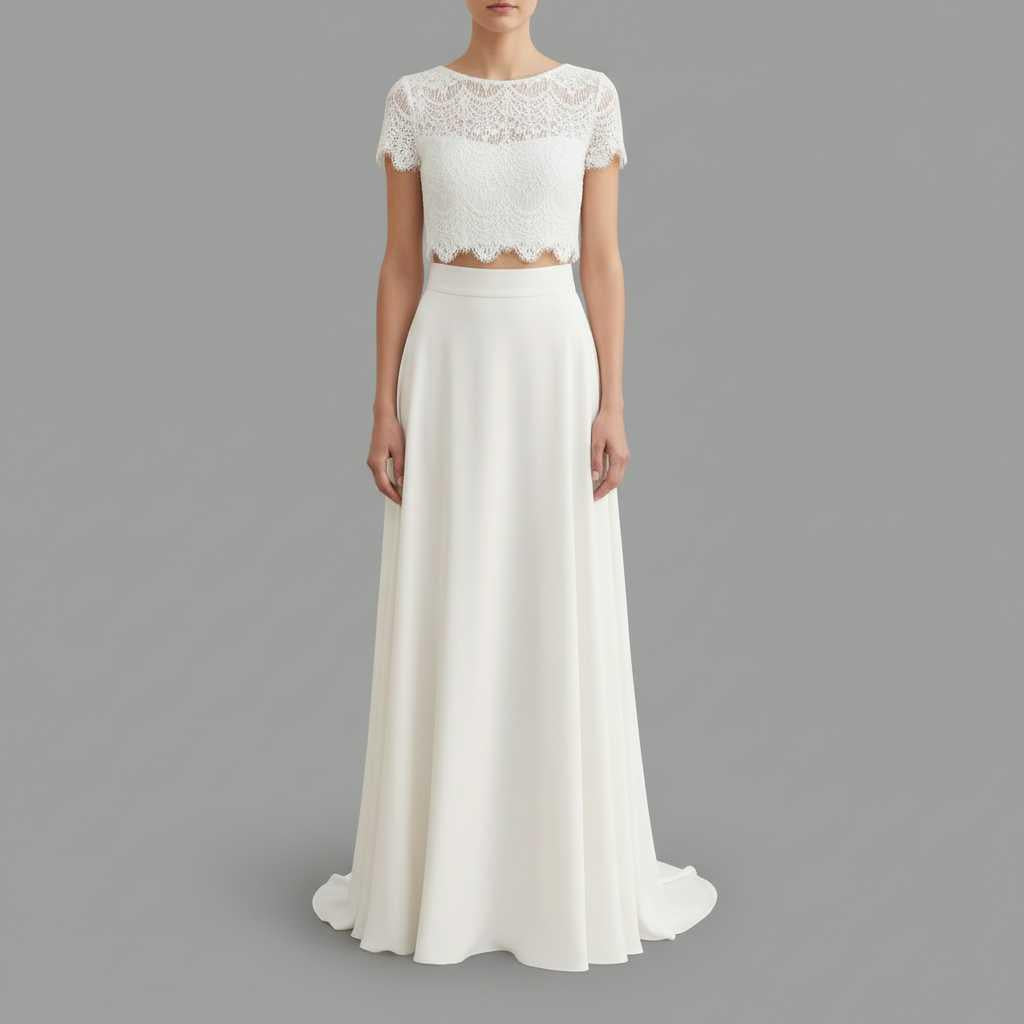Lace Top Maxi Skirt | Elegant Bridal Gown 1
