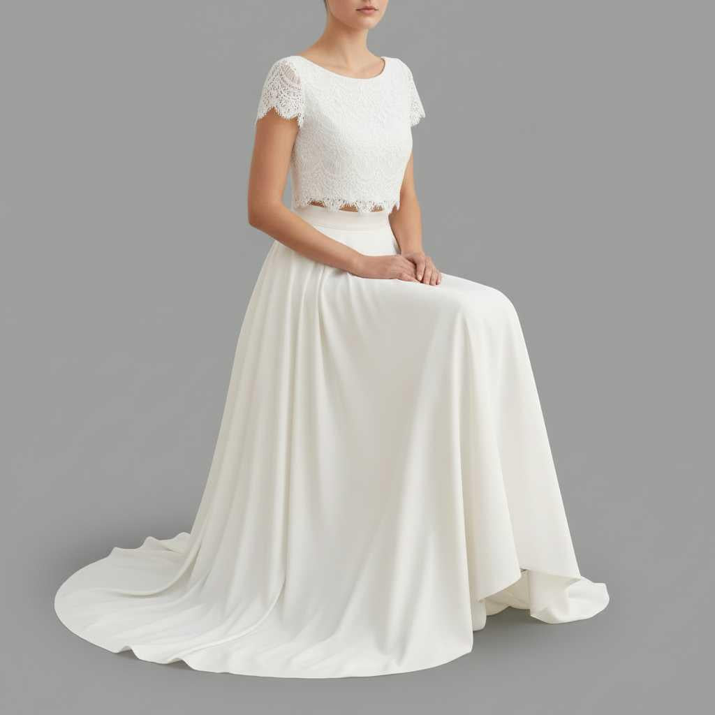 Lace Top Maxi Skirt | Elegant Bridal Gown 3