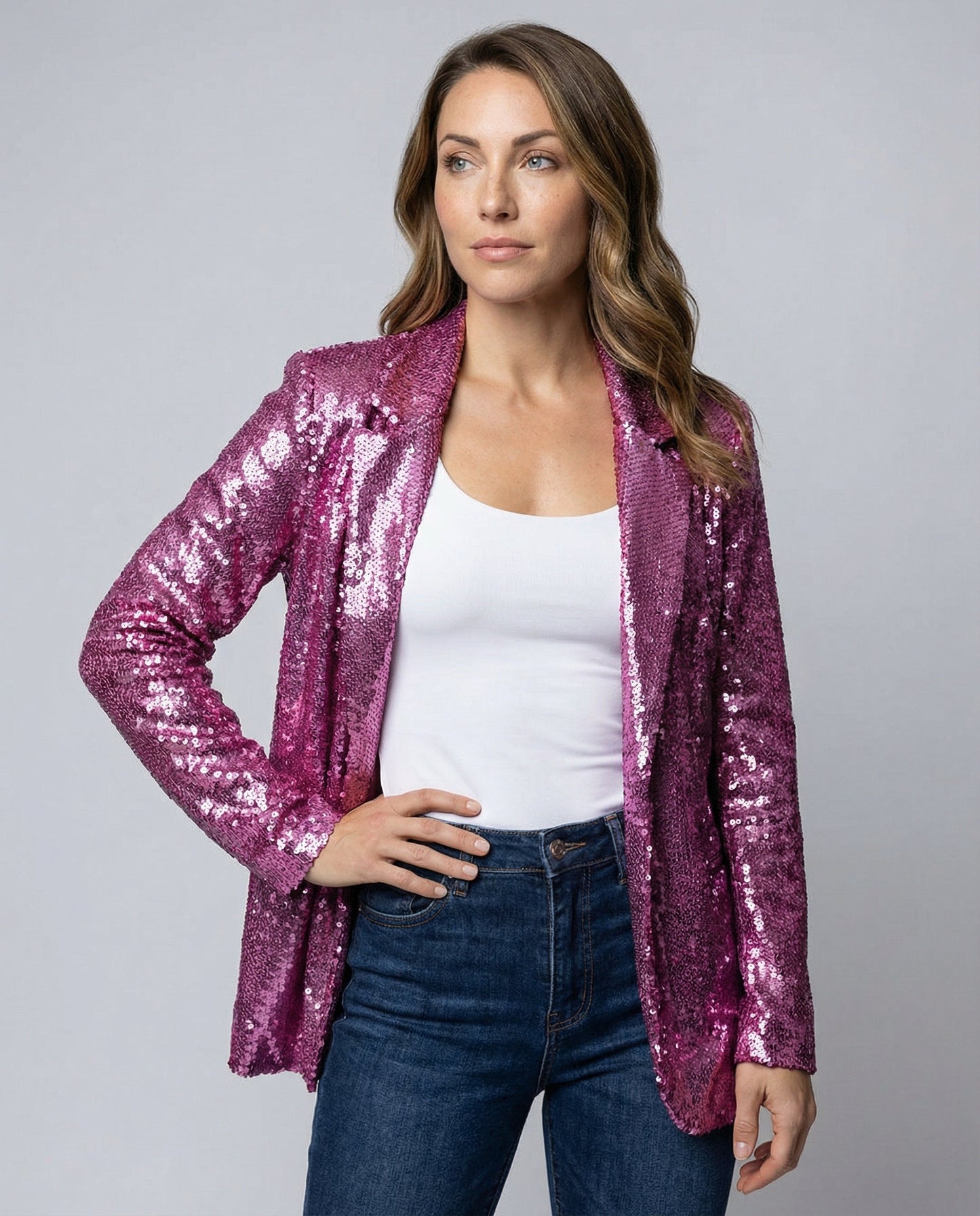 Glittering women's sequin blazer