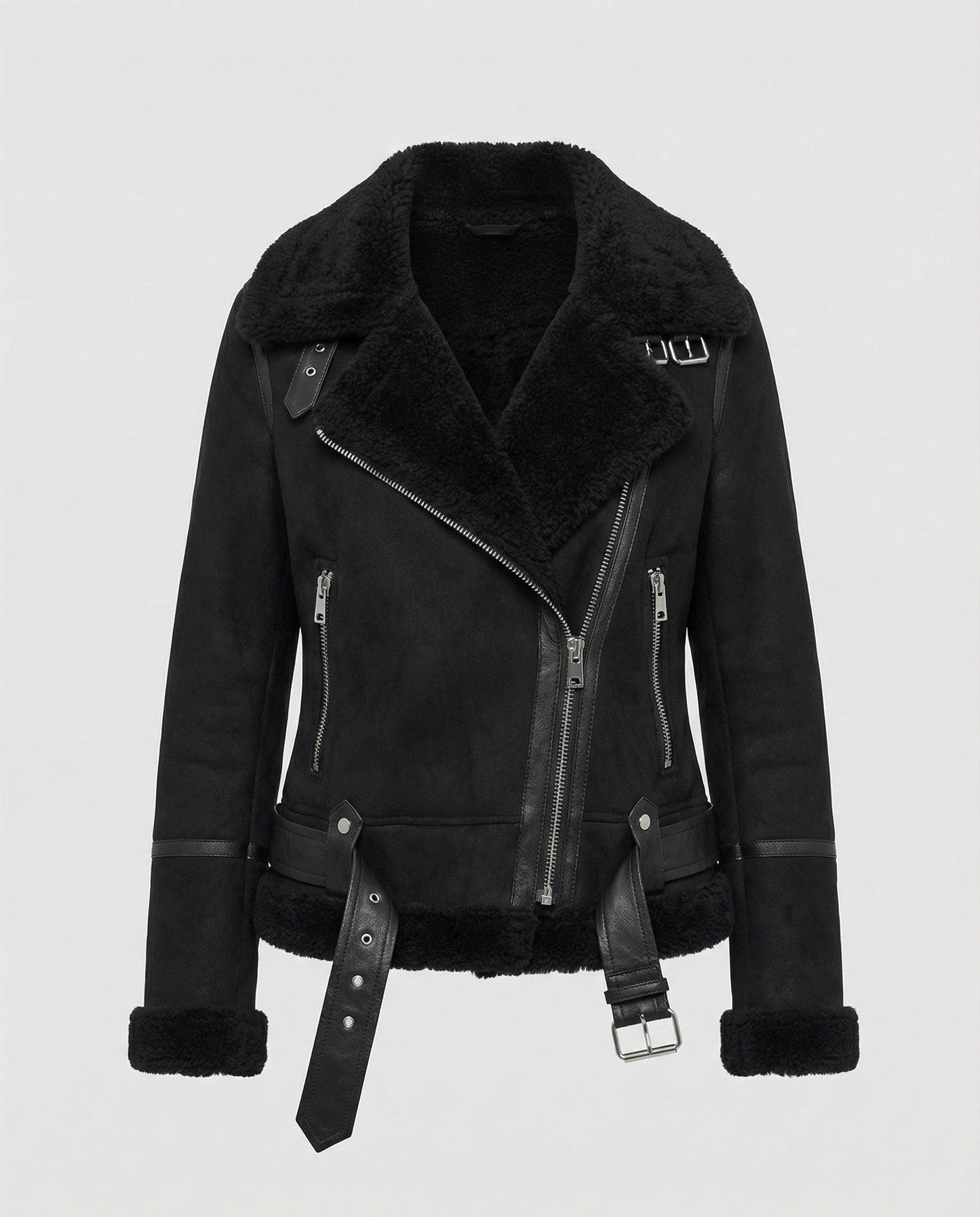 Suede jacket women Sherpa lining