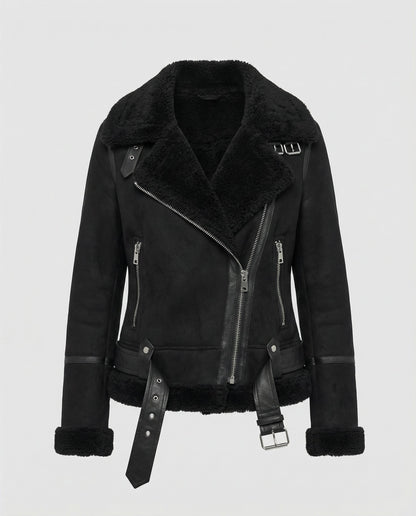 Suede jacket women Sherpa lining