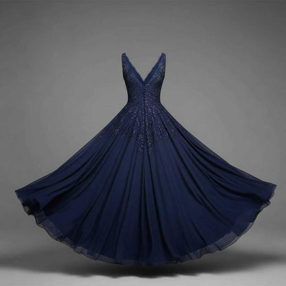 Navy Blue Evening Gown | Spaghetti Strap Formal Dress 0