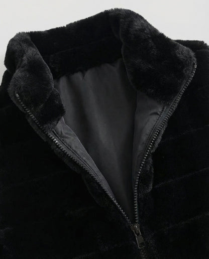 Quilted vest made of faux fur for women