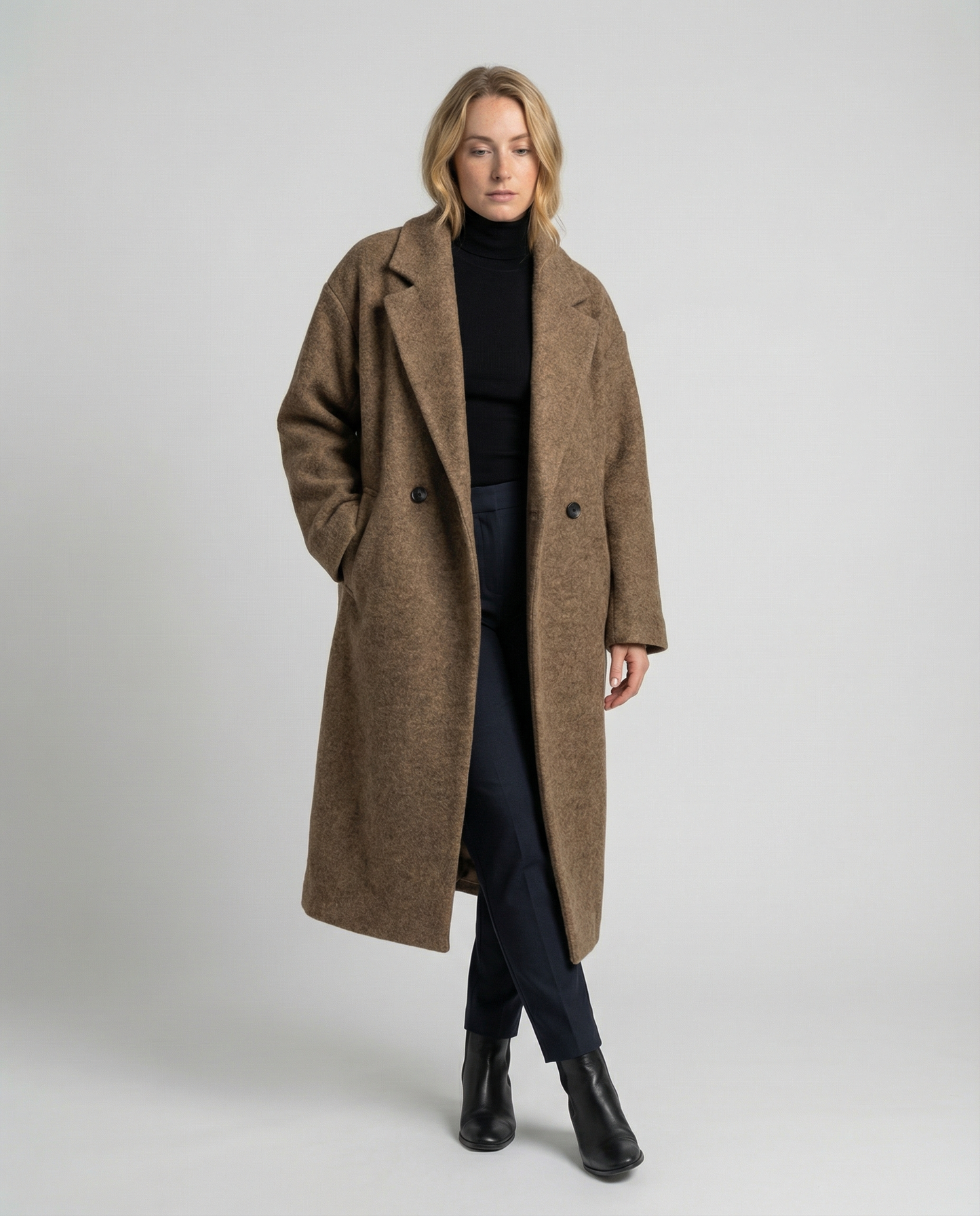 Oversized Wool Coat Women Elegant