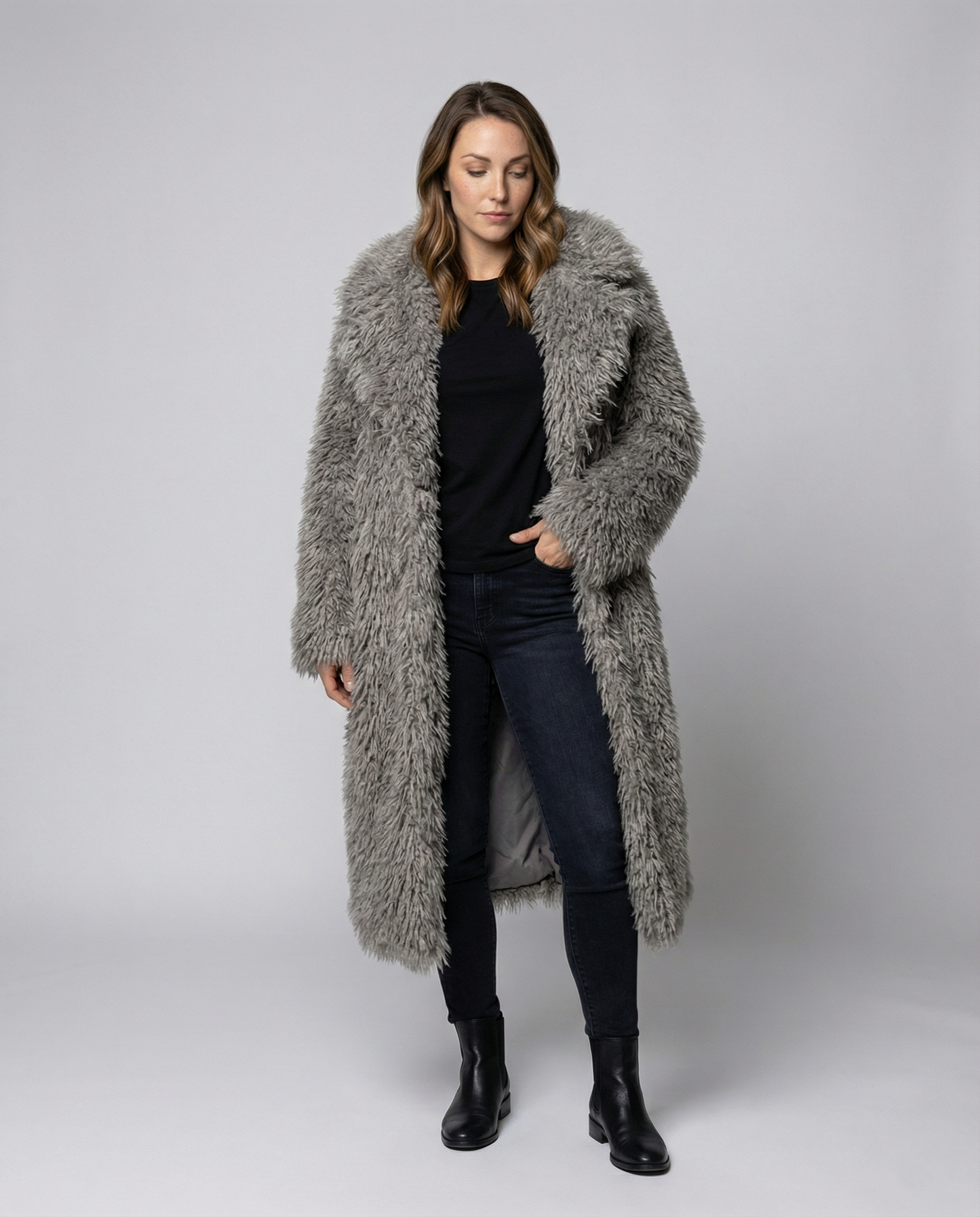 Long Women’s Faux Fur Coat Winter