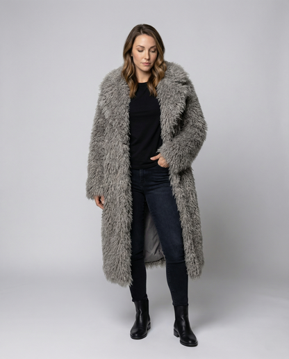 Long Women’s Faux Fur Coat Winter