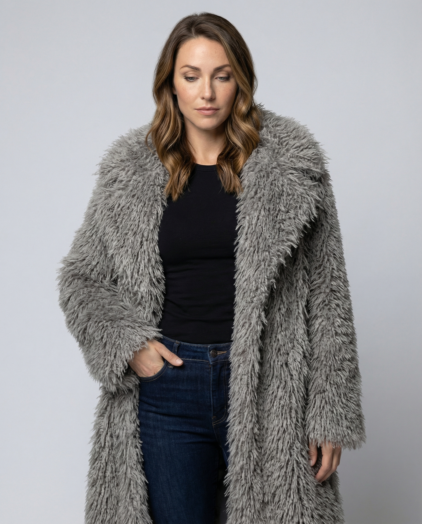Long Women’s Faux Fur Coat Winter