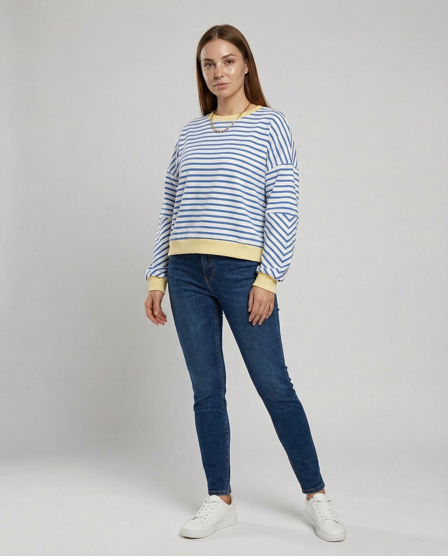Boxy Sweatshirt Women Striped