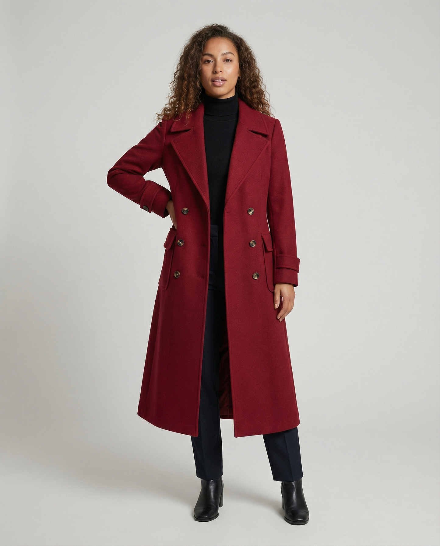 Elegant Double-breasted Wool Coat
