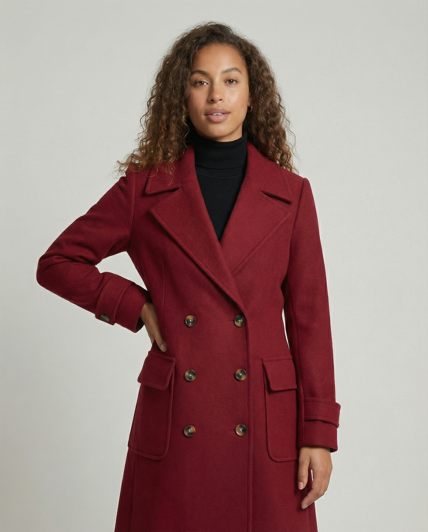 Elegant Double-breasted Wool Coat