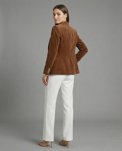 Cord Blazer Women Elegant