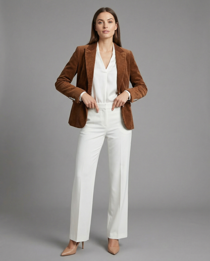 Cord Blazer Women Elegant