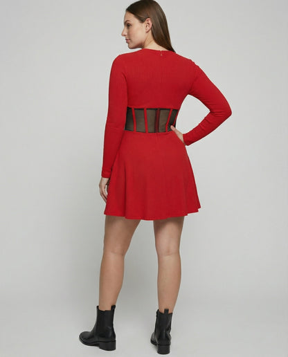 Elegant mini dress with inserts