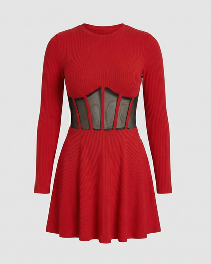 Elegant mini dress with inserts