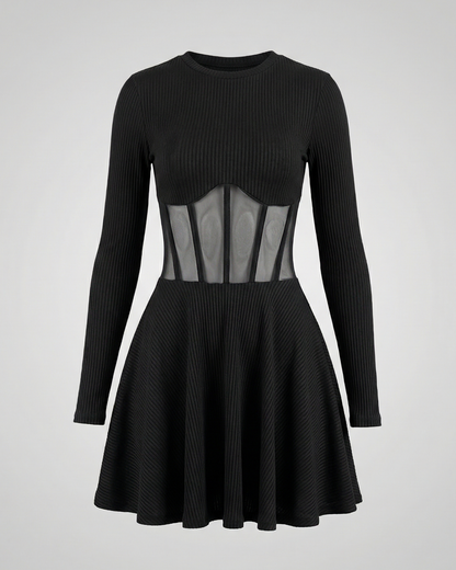 Elegant mini dress with inserts