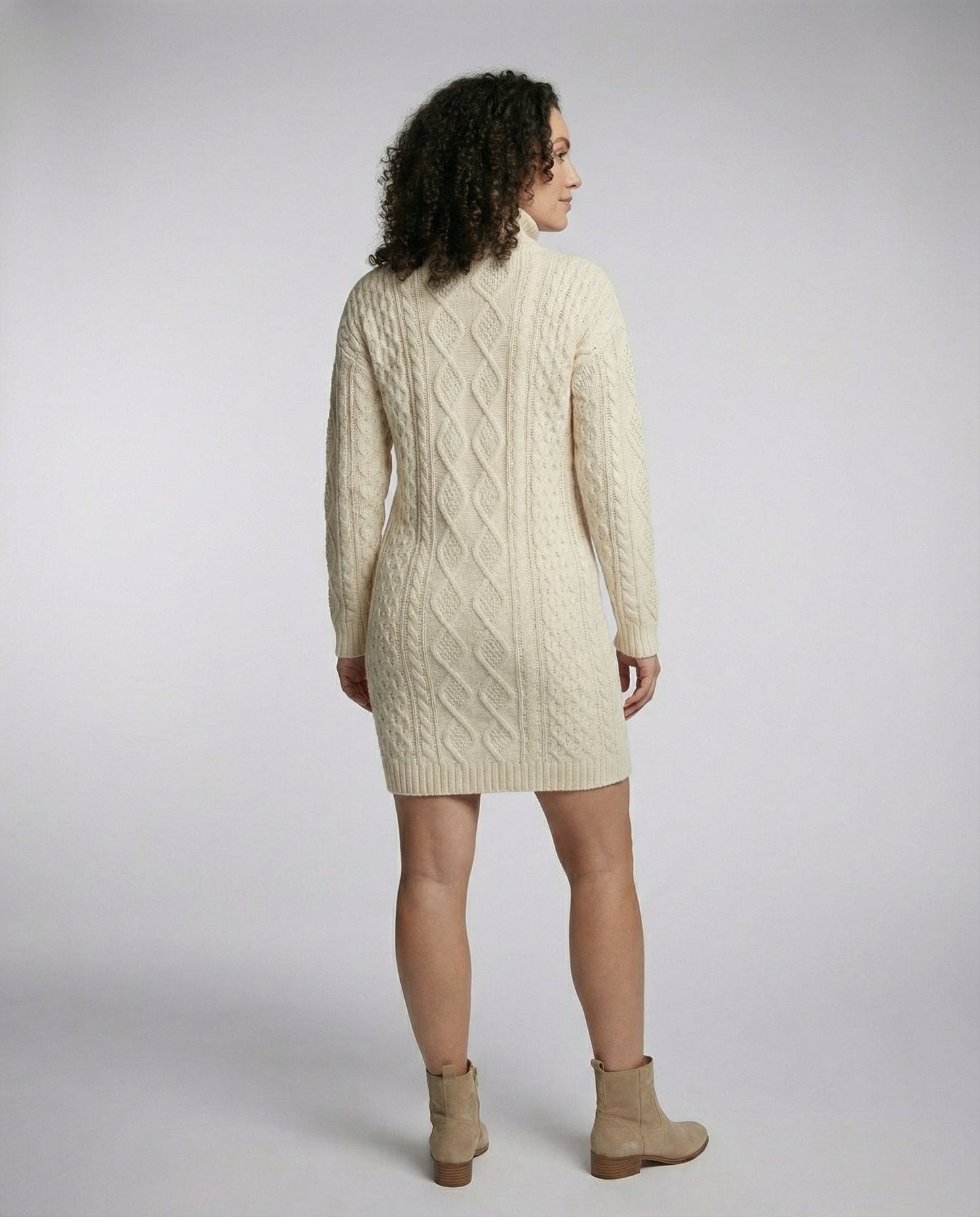 Beige Soft Knit Midi Dress