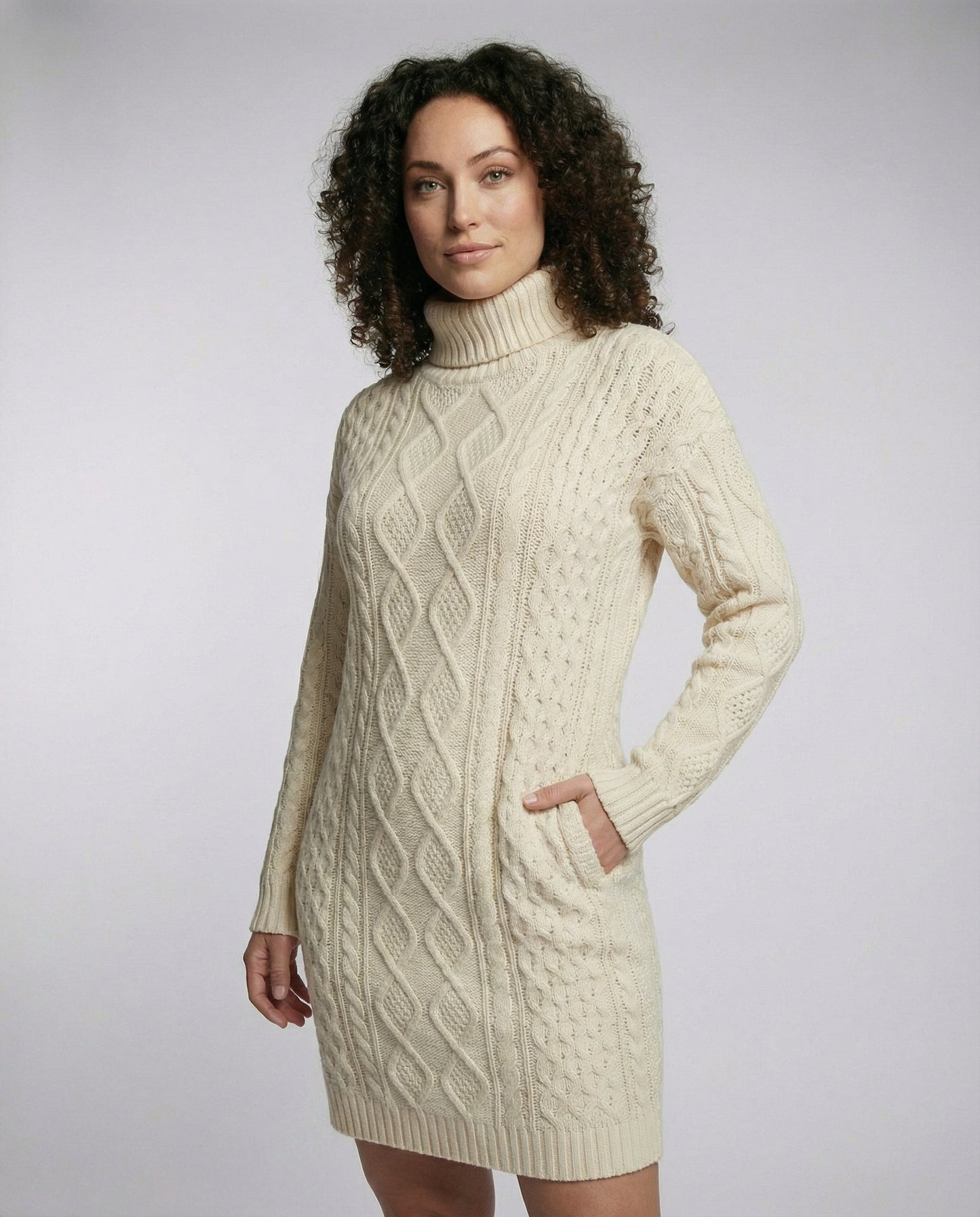 Beige Soft Knit Midi Dress