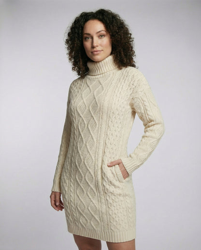 Beige Soft Knit Midi Dress