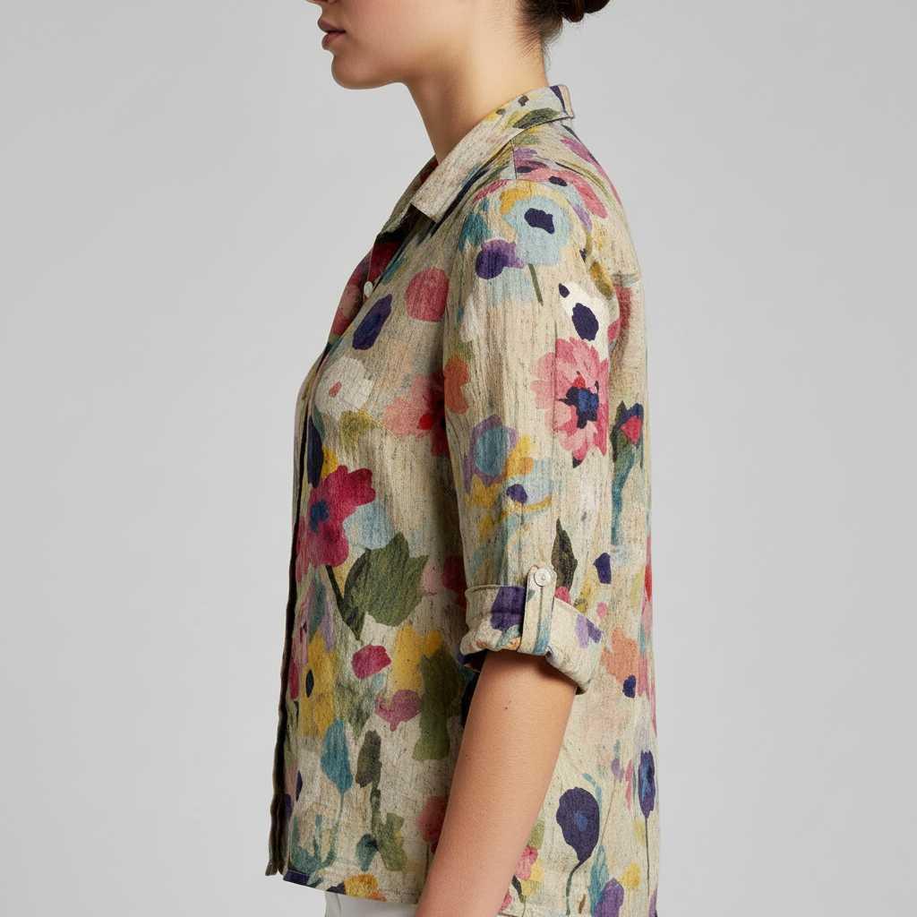 Retro Charm | Women's Long Sleeve Blouse 2