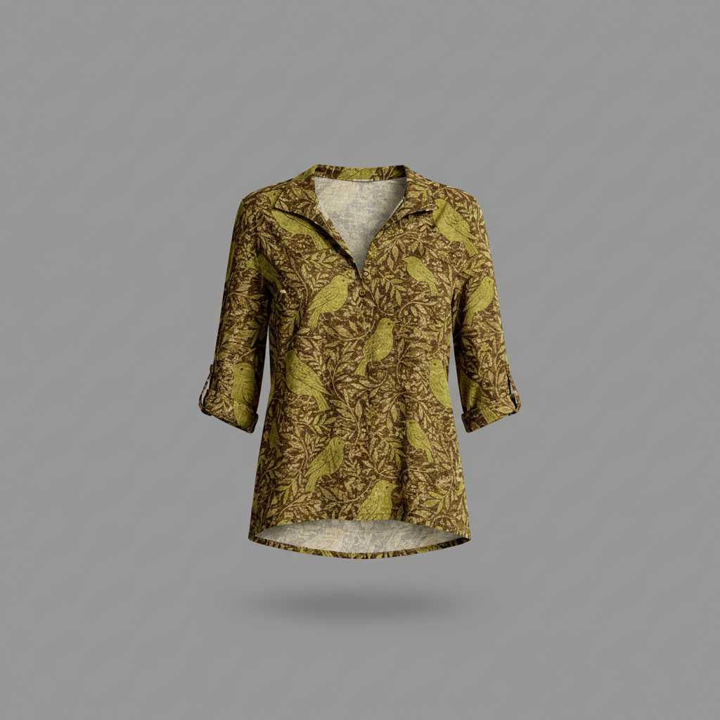 Retro Charm | Women's Long Sleeve Blouse 3