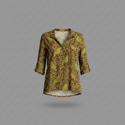 Retro Charm | Women's Long Sleeve Blouse 3
