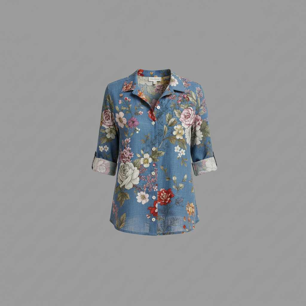 Retro Charm | Women's Long Sleeve Blouse 4