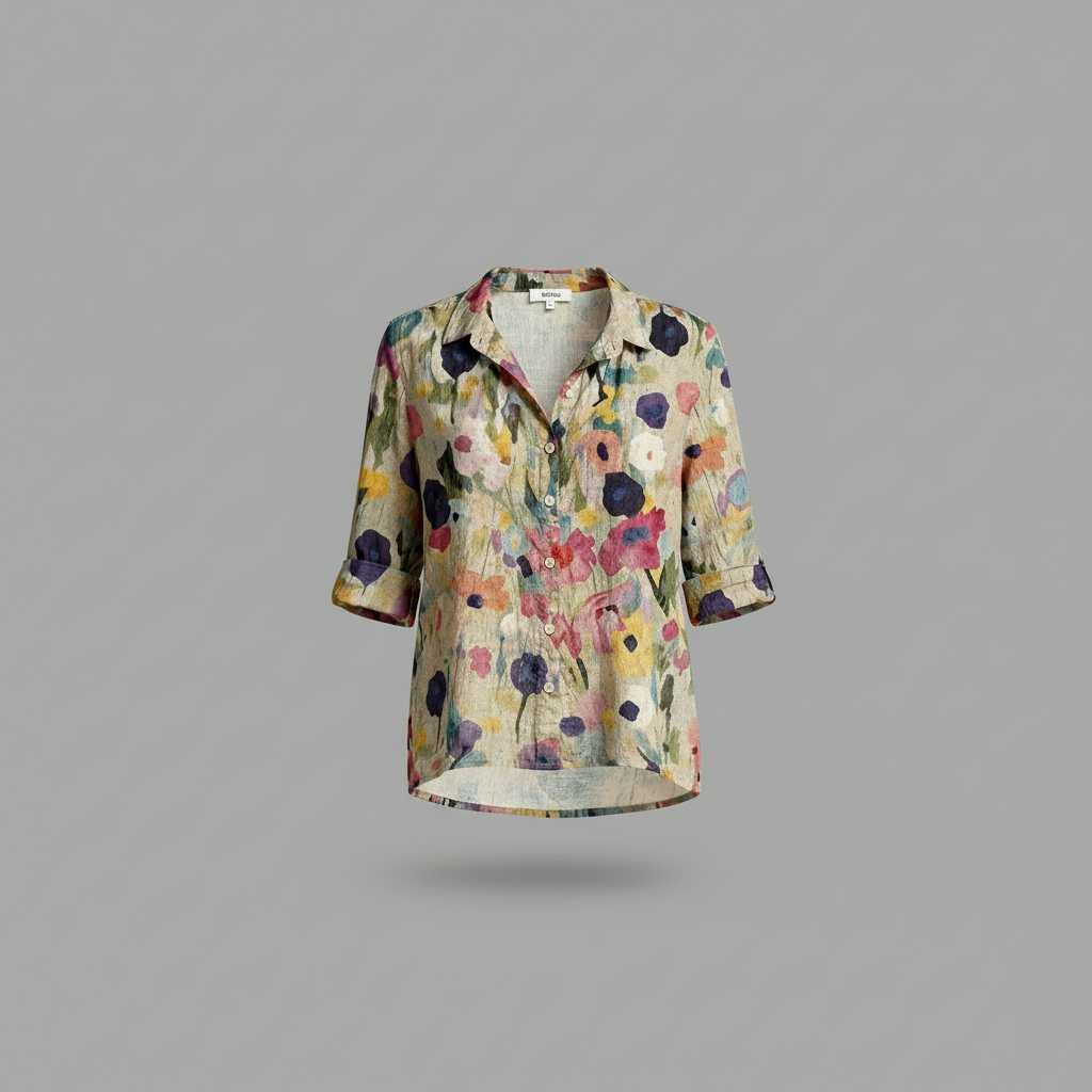 Retro Charm | Women's Long Sleeve Blouse 6