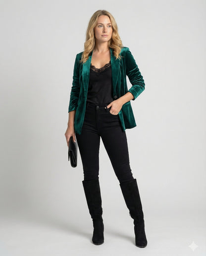 Elegant Velvet Blazer Women's Jacket